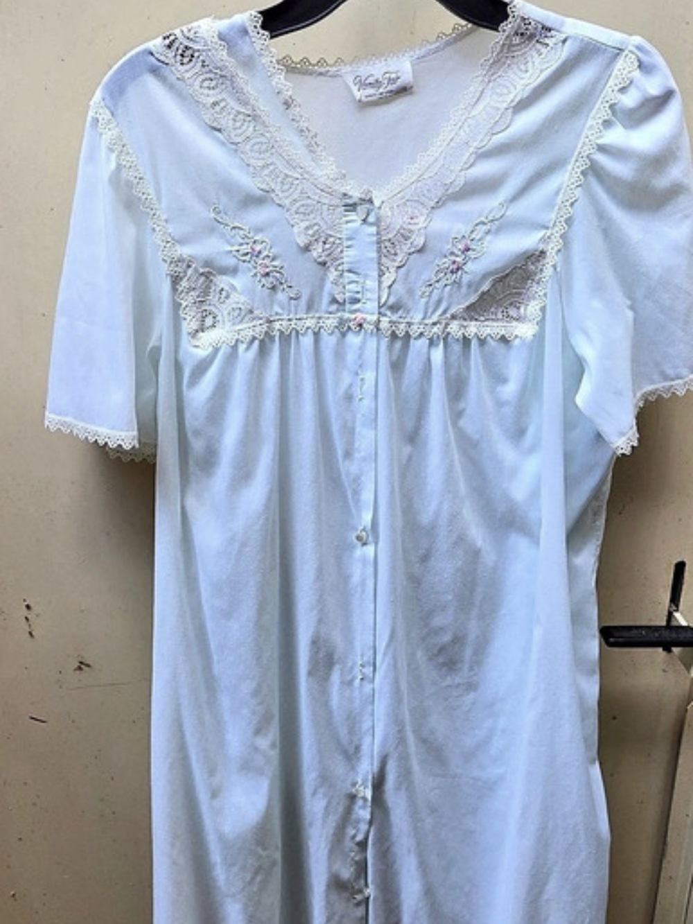 Vanity Fair Blue Lace Trim Chemise Set
